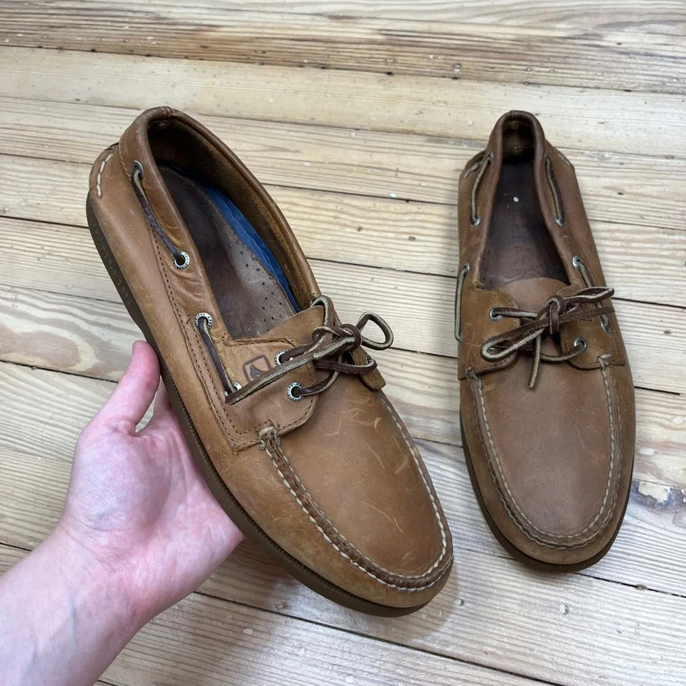 Sperry Top-Sider Mens 11M Authentic Original Leather Boat Shoe Tan casual preppy